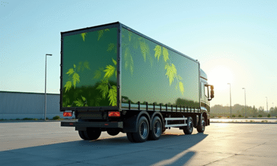 Camion écologique moderne sur un site industriel ensoleille