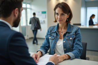 Femme remettant son ancien permis à la préfecture