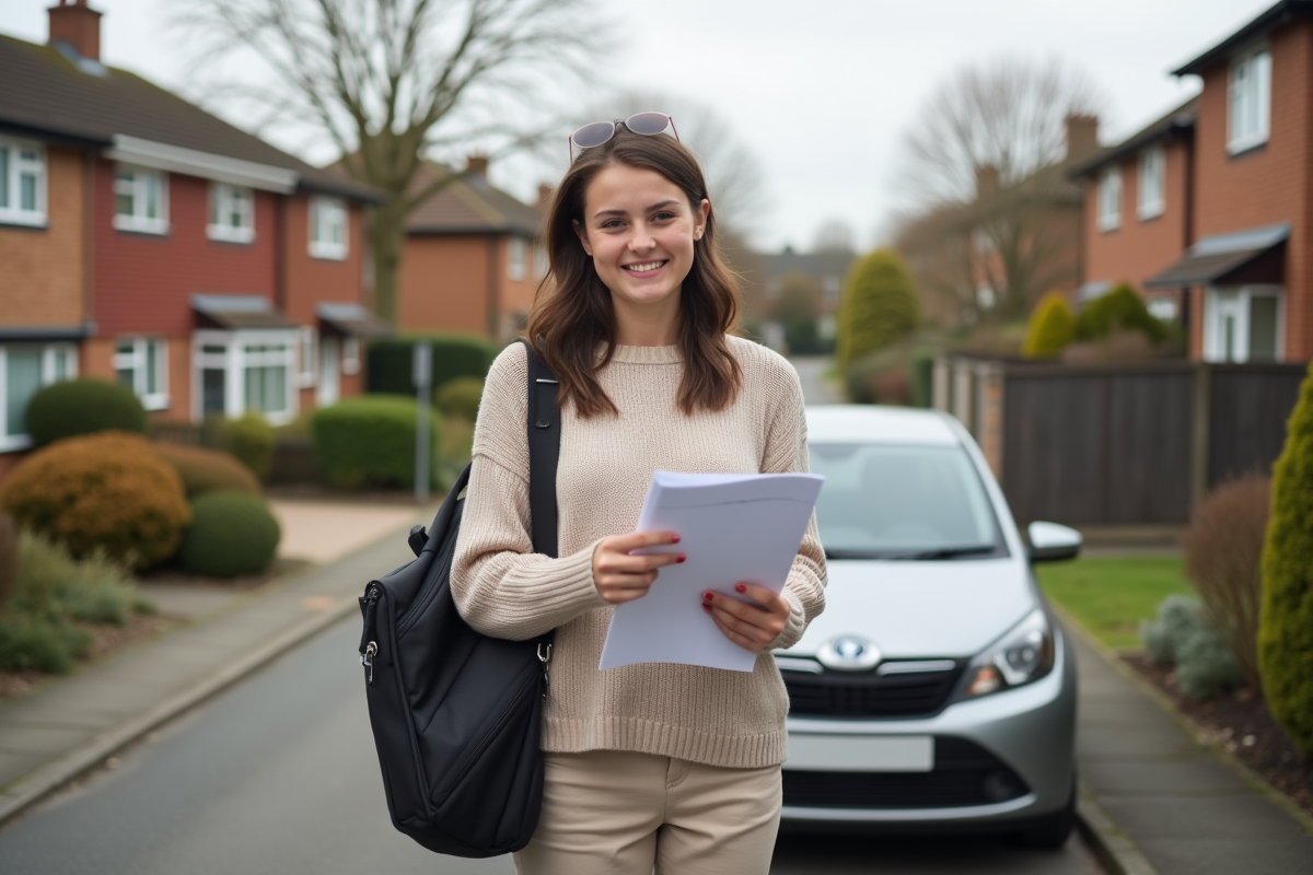Jeune femme avec documents d