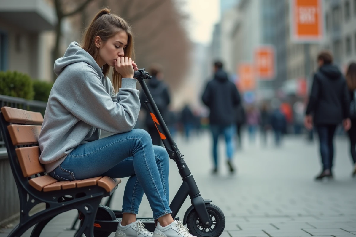 Jeune femme assise sur un banc près d