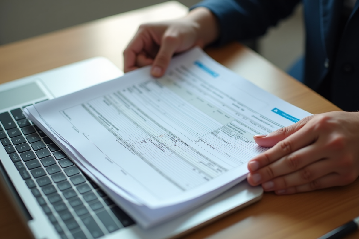 Mains tenant un tas de papiers officiels dont une carte grise française