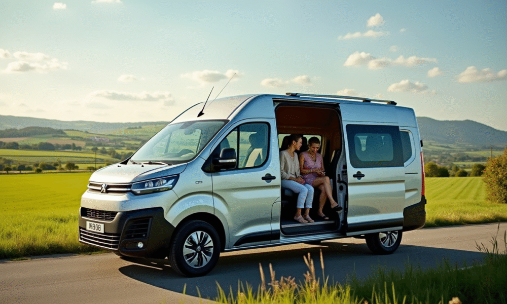 Peugeot Rifter 7 places en campagne avec famille heureuse