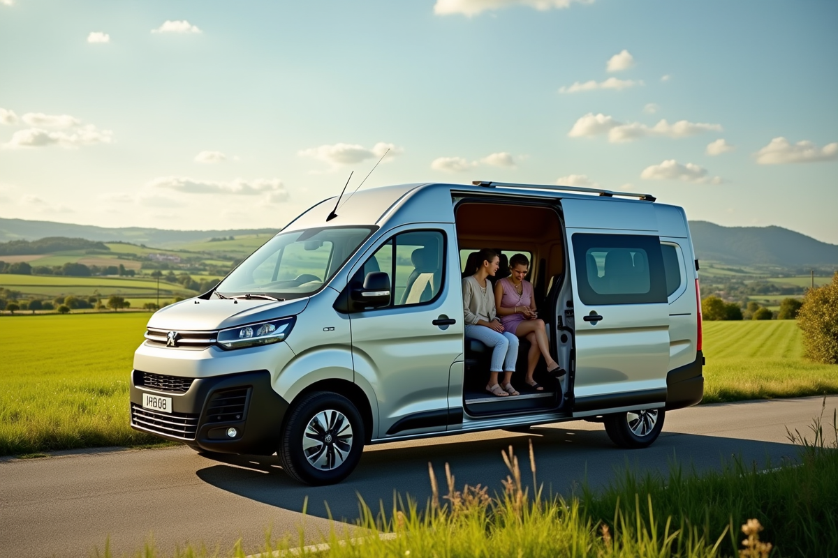 Peugeot Rifter 7 places en campagne avec famille heureuse