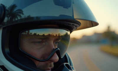 Vue rapprochée du viseur de casque moto avec insert anti-buée